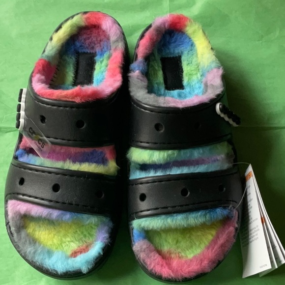 🌈 CROCS CLASSIC COZZZY SPRAY DYE SANDALS 🌈 NWT 🌈 - Picture 10 of 16
